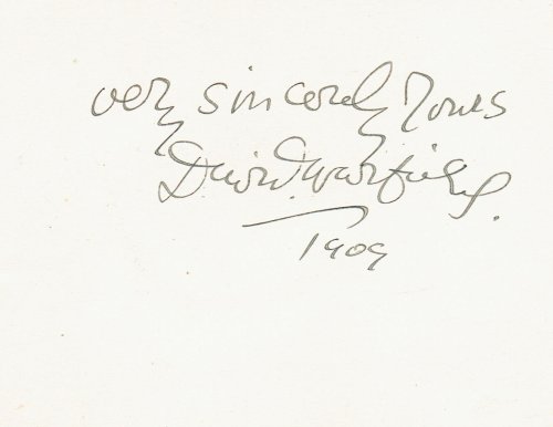 Image for CARD INSCRIBED AND SIGNED BY American stage actor and leading performer in comedy DAVID WARFIELD. CARD INSCRIBED AND SIGNED BY American stage actor and leading performer in comedy DAVID WARFIELD.