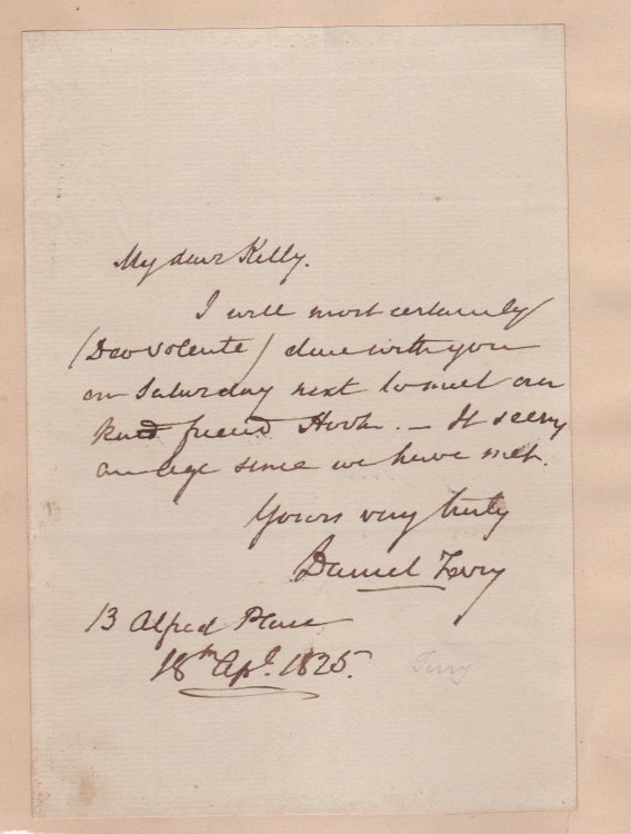 Image for AUTOGRAPH LETTER SIGNED BY DANIEL TERRY. AUTOGRAPH LETTER SIGNED BY DANIEL TERRY.