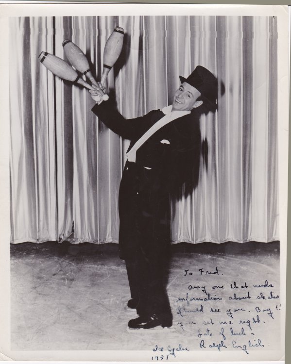Image for PHOTOGRAPH INSCRIBED AND SIGNED BY ICE-SKATER JUGGLER & MAGICIAN RALPH ENGLISH. PHOTOGRAPH INSCRIBED AND SIGNED BY ICE-SKATER JUGGLER & MAGICIAN RALPH ENGLISH.