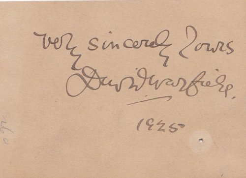 Image for CARD INSCRIBED AND SIGNED by American stage actor DAVID WARFIELD. CARD INSCRIBED AND SIGNED by American stage actor DAVID WARFIELD.