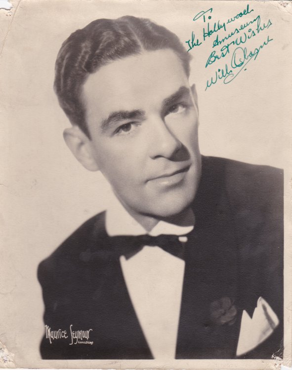 Image for PHOTOGRAPH INSCRIBED TO HARRY WILKINSON'S HOLLYWOOD MUSEUM AND SIGNED by American bandleader, trombone player and vocalist WILL OSBORNE. PHOTOGRAPH INSCRIBED TO HARRY WILKINSON'S HOLLYWOOD MUSEUM AND SIGNED by American bandleader, trombone player and vocalist WILL OSBORNE.