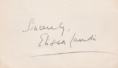 Image for CARD SIGNED BY ELISSA LANDI. CARD SIGNED BY ELISSA LANDI.
