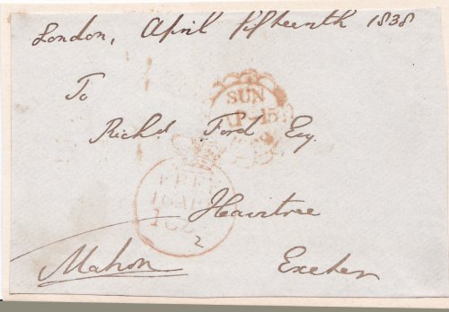 Image for FREE FRANK SIGNED BY VISCOUNT MAHON. DATED AND ADDRESSED IN HIS HAND TO TRAVEL WRITER RICHARD FORD. FREE FRANK SIGNED BY VISCOUNT MAHON. DATED AND ADDRESSED IN HIS HAND TO TRAVEL WRITER RICHARD FORD.