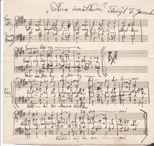 Image for AN AUTOGRAPH MUSICAL MANUSCRIPT, TITLED IN POLISH, PENNED & SIGNED BY THE POLISH-AMERICAN COMPOSER TADEUSZ JARECKI. AN AUTOGRAPH MUSICAL MANUSCRIPT, TITLED IN POLISH, PENNED & SIGNED BY THE POLISH-AMERICAN COMPOSER TADEUSZ JARECKI.