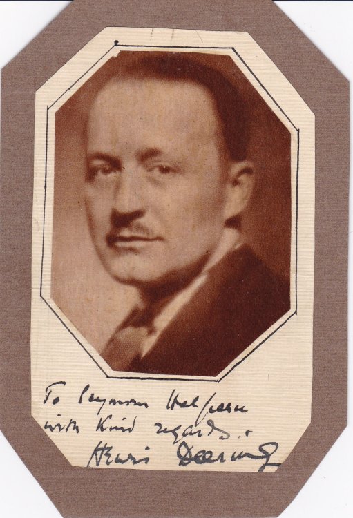 AUTOGRAPH LETTER SIGNED BY HENRI DEERING. Together with a mounted magazine photograph inscribed and signed by Deering on the mount.