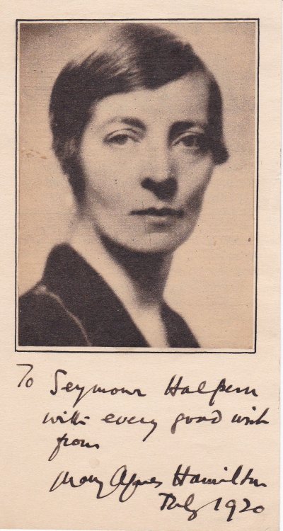 AUTOGRAPH OF BRITISH LABOUR PARTY POLITICIAN MARY AGNES HAMILTON INSCRIBED BELOW A NEWSPAPER PORTRAIT TO FUTURE NEW YORK POLITICIAN SEYMOUR HALPERN.