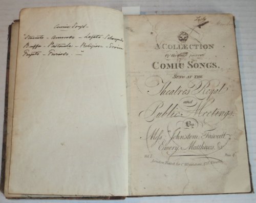 Image for A COLLECTION OF THE MOST FAVORITE COMIC SONGS, SUNG AT THE THEATRES ROYAL AND PUBLIC MEETINGS BY MESSRS. JOHNSTONE, FAWCETT, EMERY, MATTHEWS, &C. (3 books in one volume). A COLLECTION OF THE MOST FAVORITE COMIC SONGS, SUNG AT THE THEATRES ROYAL AND PUBLIC MEETINGS BY MESSRS. JOHNSTONE, FAWCETT, EMERY, MATTHEWS, &C. (3 books in one volume).