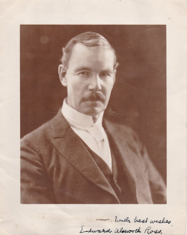 Image for ORIGINAL PHOTO INSCRIBED AND SIGNED BY SOCIOLOGIST AND EUGENICIST EDWARD ALSWORTH ROSS. ORIGINAL PHOTO INSCRIBED AND SIGNED BY SOCIOLOGIST AND EUGENICIST EDWARD ALSWORTH ROSS.