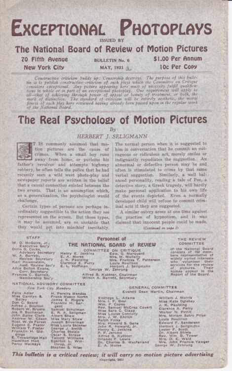 Image for EXCEPTIONAL PHOTOPLAYS. Bulletin No. 6. May, 1921. EXCEPTIONAL PHOTOPLAYS. Bulletin No. 6. May, 1921.