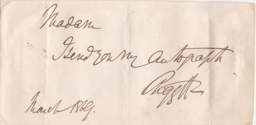 Image for AUTOGRAPH NOTE SIGNED BY SCOTTISH LIBERAL POLITICIAN AND AUTHOR GEORGE CAMPBELL, 8TH DUKE OF ARGYLL. AUTOGRAPH NOTE SIGNED BY SCOTTISH LIBERAL POLITICIAN AND AUTHOR GEORGE CAMPBELL, 8TH DUKE OF ARGYLL.