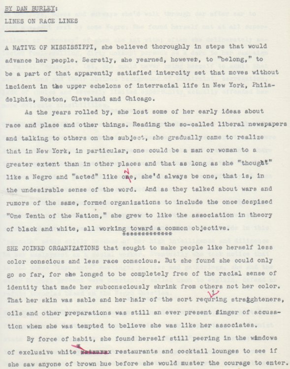 Lines On Race Lines, 3-page Typed Ms On Race Consciousness