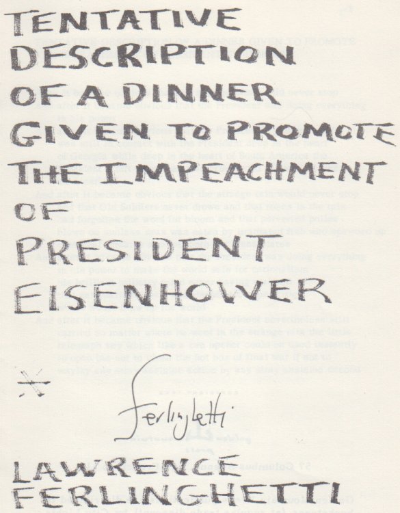 Tentative Description Of A Dinner Given To Promote The Impeachment.