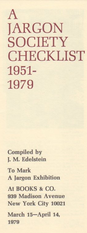 A Jargon Society Checklist, 1951 - 1979