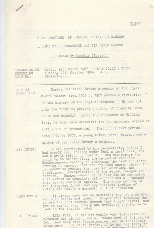 Image for Recollections of Harley Granville-Barker Recollections of Harley Granville-Barker