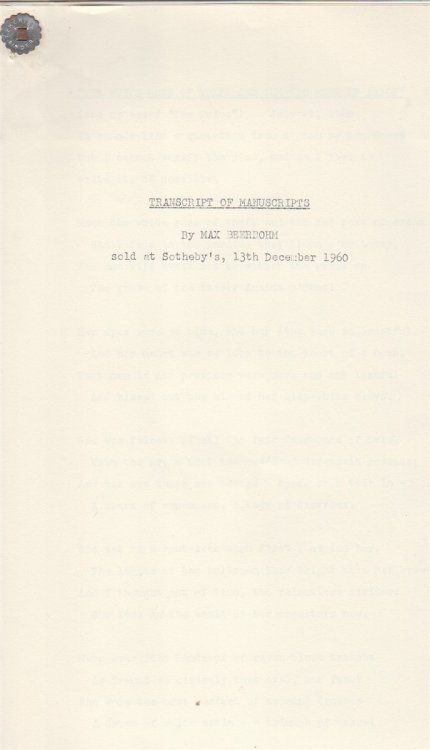 Image for Transcript of Manuscripts Sold at Sotheby's December 13, 1960 Transcript of Manuscripts Sold at Sotheby's December 13, 1960