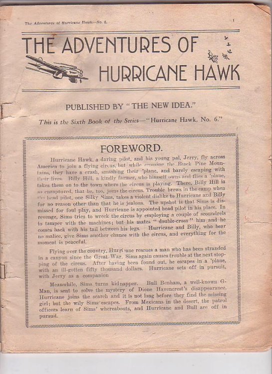 The Adventures of Hurricane Hawk. No. 6.; Published by 