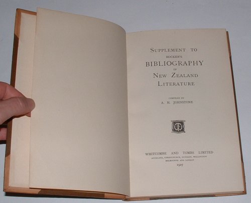Image for Supplement to Hocken's Bibliography of New Zealand Literature Supplement to Hocken's Bibliography of New Zealand Literature