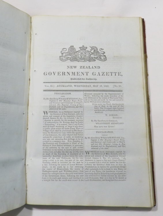 The New Zealand Government Gazette for the year 1842. Vol. II, Nos. 1-53. [Complete volume for the year 1842]