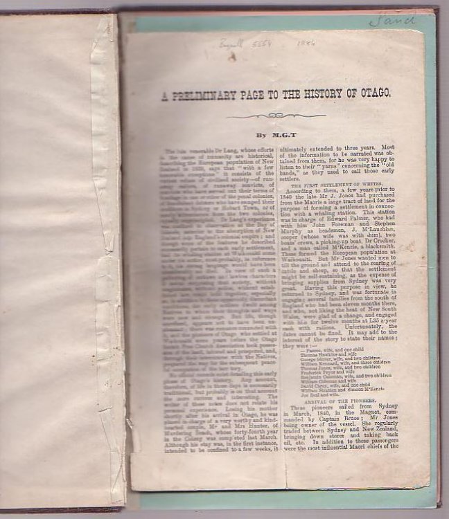 Image for A Preliminary Page to the History of Otago A Preliminary Page to the History of Otago