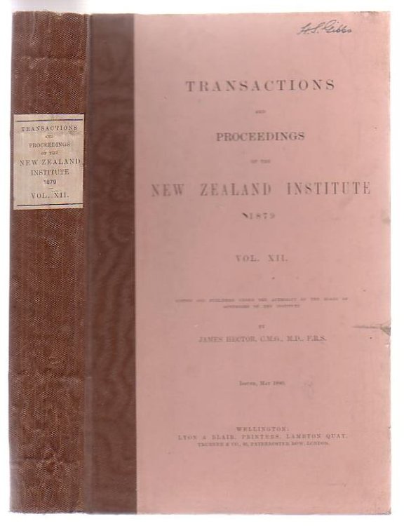 Transactions And Proceedings Of The New Zealand Institute, 1879. Vol XII.