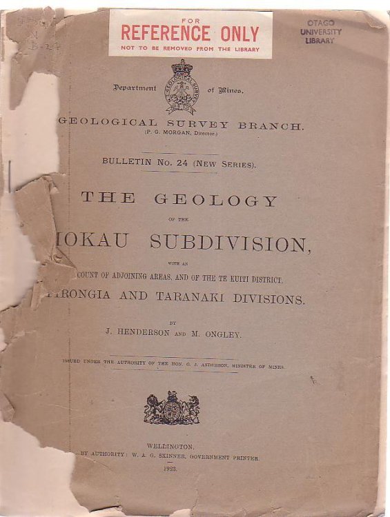 The Geology Of The Mokau Subdivision, With An Account Of Adjoining Areas, And Of The Te Kuiti District, Pirongia And Taranaki Divisions