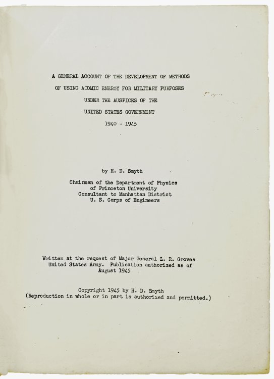 Image for A General Account of the Development of Methods of Using Atomic Energy for Military Purposes Under the Auspices of the United States Government 1940-1945. A General Account of the Development of Methods of Using Atomic Energy for Military Purposes Under the Auspices of the United States Government 1940-1945.