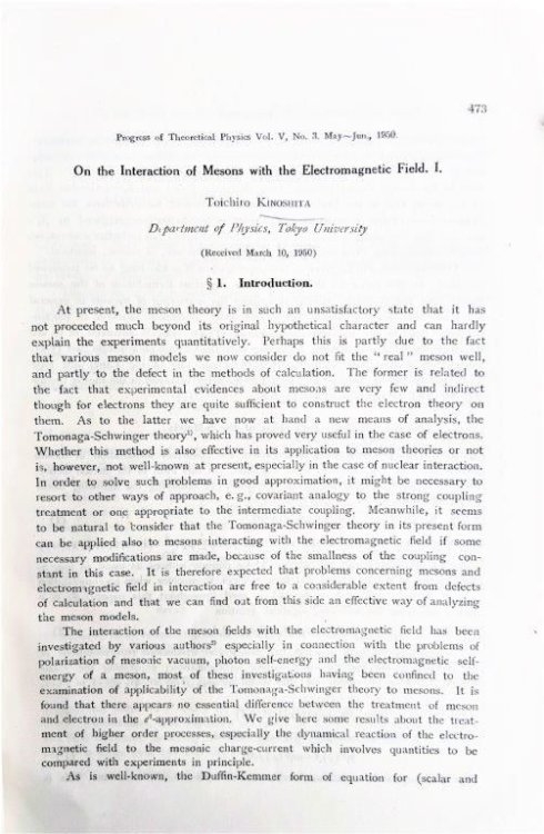 [5 offprints, including:] On the Interaction of Mesons with the Electromagnetic Field. I.