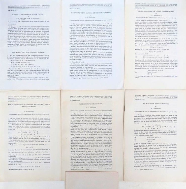 [8 offprints, including:] On the Geometric Algebra of the Octave Planes.