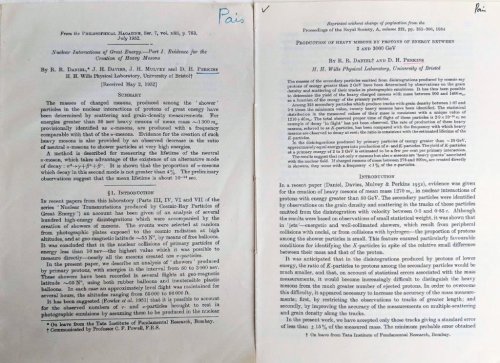 [2 offprints, including:] Production of Heavy Mesons by Protons of energy between 2 and 3000 GeV.