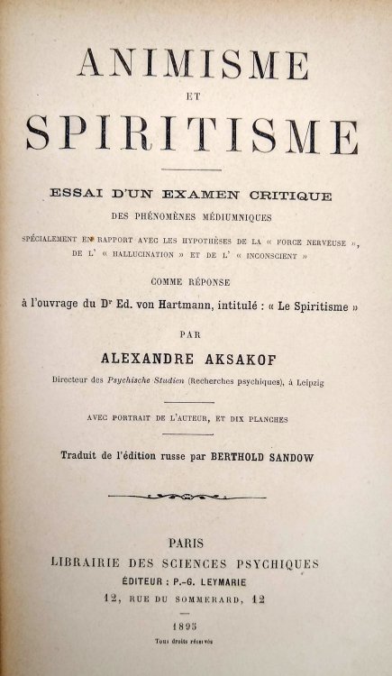 Image for Animisme et Spiritisme: essai d'un examen critique des phenomenes mediumniques, specialement en rapport avec les hypotheses de la Animisme et Spiritisme: essai d'un examen critique des phenomenes mediumniques, specialement en rapport avec les hypotheses de la