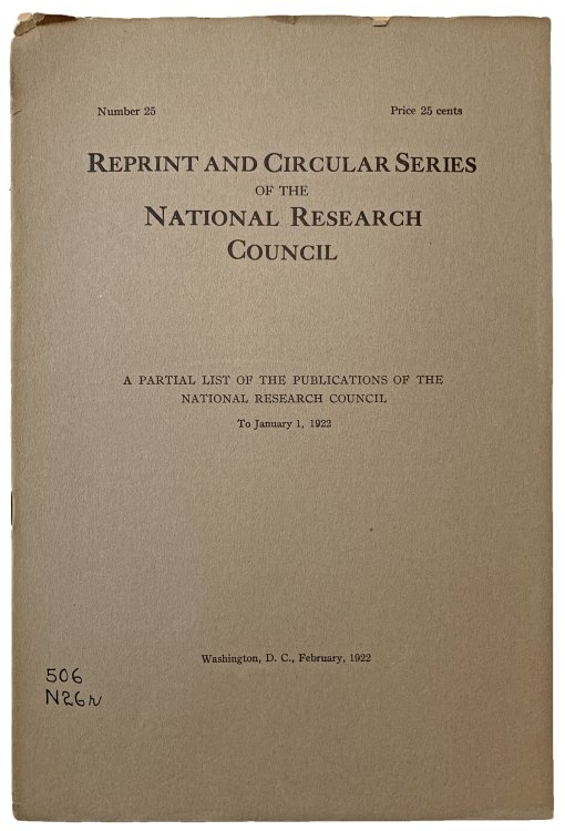 A Partial List of the Publications of the National Research Council.