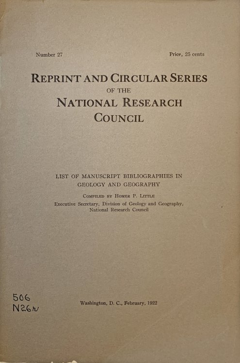 Image for List of Manuscript Bibliographies in Geology and Geography. List of Manuscript Bibliographies in Geology and Geography.