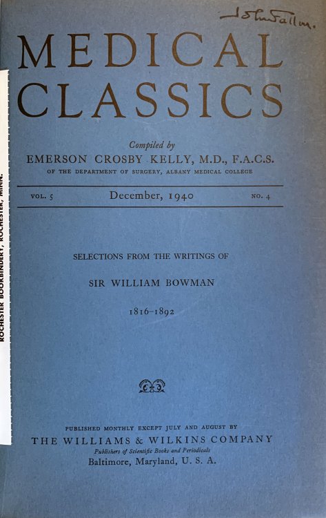 Image for Selections from the Writings of Sir William Bowman, 1816-1892. Selections from the Writings of Sir William Bowman, 1816-1892.
