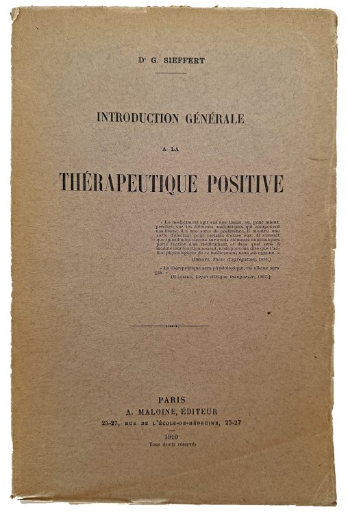 Image for Introduction Generale a la Therapeutique Positive. Introduction Generale a la Therapeutique Positive.