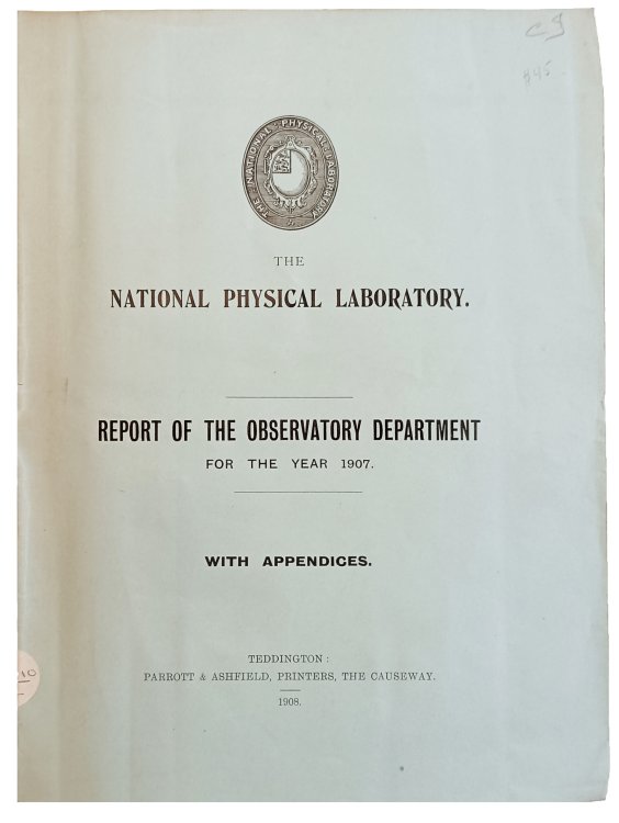 Image for Report of the Observatory Department for the year 1907 . . . Report of the Observatory Department for the year 1907 . . .