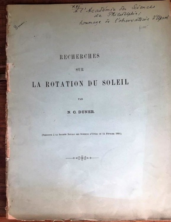 Image for Recherches sur la rotation du soleil. Recherches sur la rotation du soleil.