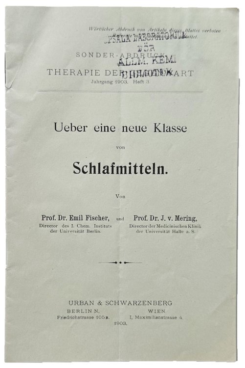 Image for Ueber eine neue Klasse von Schlafmitteln. Ueber eine neue Klasse von Schlafmitteln.