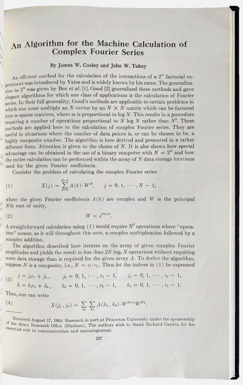 Image for An Algorithm for the Machine Calculation of Complex Fourier Series. An Algorithm for the Machine Calculation of Complex Fourier Series.