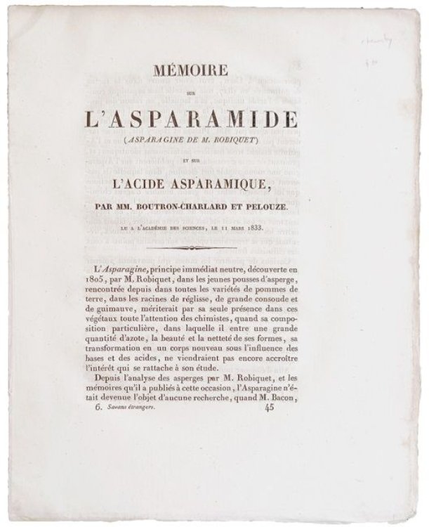 Image for Memoire sur l'asparamide (asparagines de M. Robiquet) et sur l'acide asparamique. Extract. Memoire sur l'asparamide (asparagines de M. Robiquet) et sur l'acide asparamique. Extract.