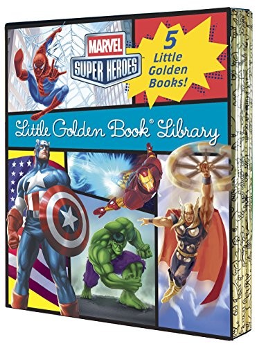 Marvel Super Heroes Little Golden Book Library: The Amazing Spider-Man; The Incredible Hulk; The Invincible Iron Man; The Courageous Captain America; The Mighty Avengers