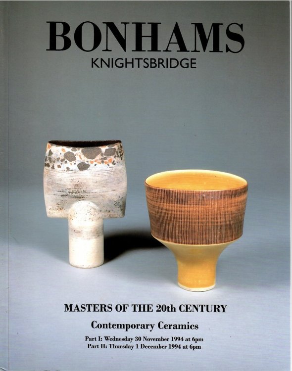 Part I: Wednesday 30 November 1994; Part II: Thursday 1 December 1994; MASTERS OF THE 20TH CENTURY - CONTEMPORARY CERAMICS