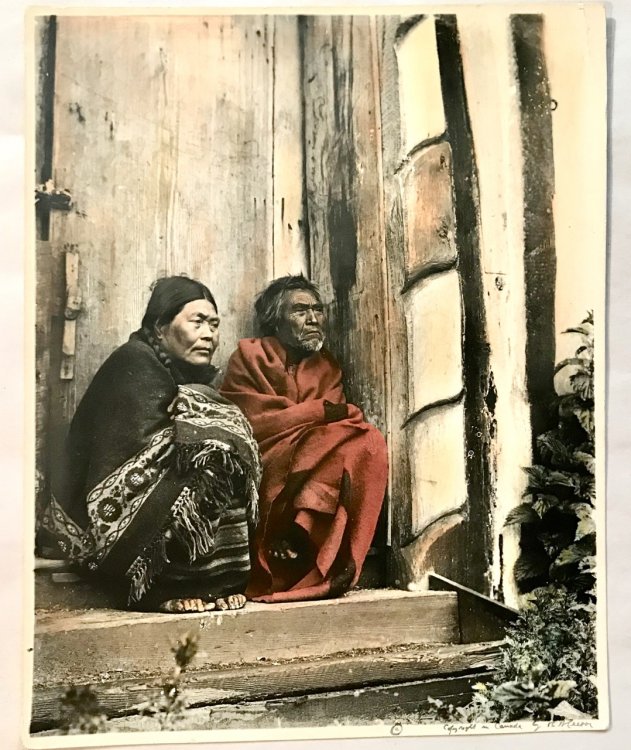 Image for Orwat and Wife - Colored Silver Gelatin Print of Inuit Couple, 1898 Orwat and Wife - Colored Silver Gelatin Print of Inuit Couple, 1898