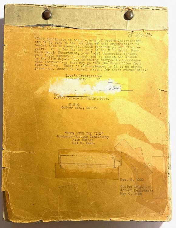 Image for Gone With the Wind / dialogue cutting continuity script. Gone With the Wind / dialogue cutting continuity script.