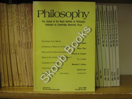 Image for Philosophy: The Journal of the Royal Institute of Philosophy: Vol. 62, No. 241, pp 267-414, July 1987 Philosophy: The Journal of the Royal Institute of Philosophy: Vol. 62, No. 241, pp 267-414, July 1987