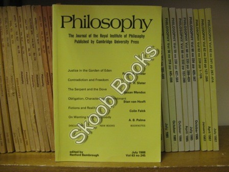 Image for Philosophy: The Journal of the Royal Institute of Philosophy: Vol. 63, No. 245, pp 297-420, July 1988 Philosophy: The Journal of the Royal Institute of Philosophy: Vol. 63, No. 245, pp 297-420, July 1988