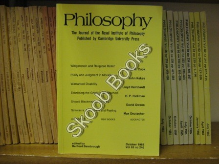 Image for Philosophy: The Journal of the Royal Institute of Philosophy: Vol. 63, No. 246, pp 421-564, October 1988 Philosophy: The Journal of the Royal Institute of Philosophy: Vol. 63, No. 246, pp 421-564, October 1988