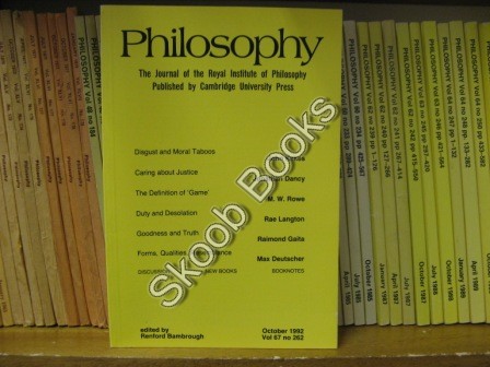 Image for Philosophy: The Journal of the Royal Institute of Philosophy: Vol. 67, No. 262, pp 427-578, October 1992 Philosophy: The Journal of the Royal Institute of Philosophy: Vol. 67, No. 262, pp 427-578, October 1992