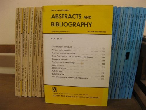 Child Development Abstracts and Bibliography; Volume 50, Numbers 5 & 6, October-December 1976