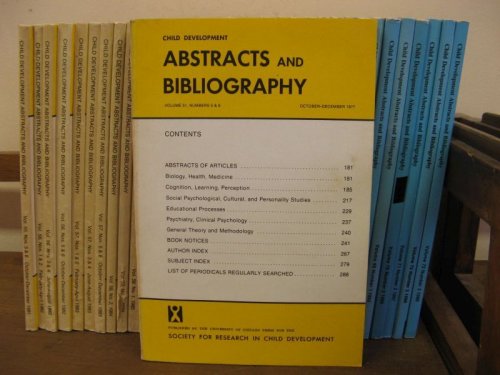 Child Development Abstracts and Bibliography; Volume 51, Numbers 5 & 6, October-December 1977