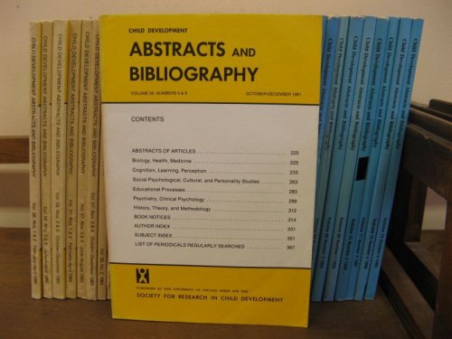 Child Development Abstracts and Bibliography; Volume 55, Numbers 5 & 6, October-December 1981